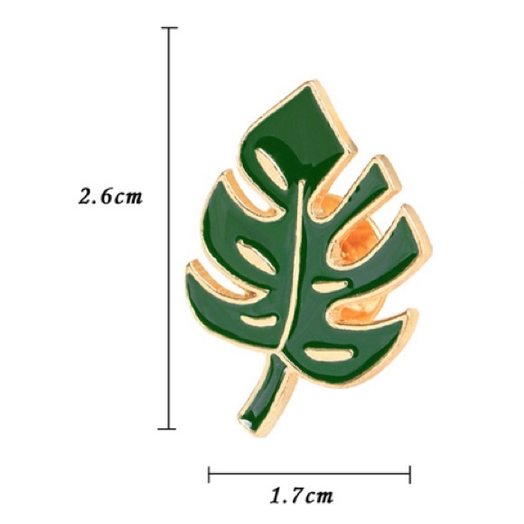 5/$20 Tropical Green Leaf Enamel Brooch Pin - Picture 2 of 2